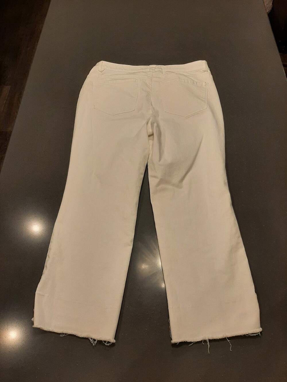 Democracy Ab Technology White Cropped Jeans Size 14 Raw Frayed Hem Stretch - Picture 5 of 11